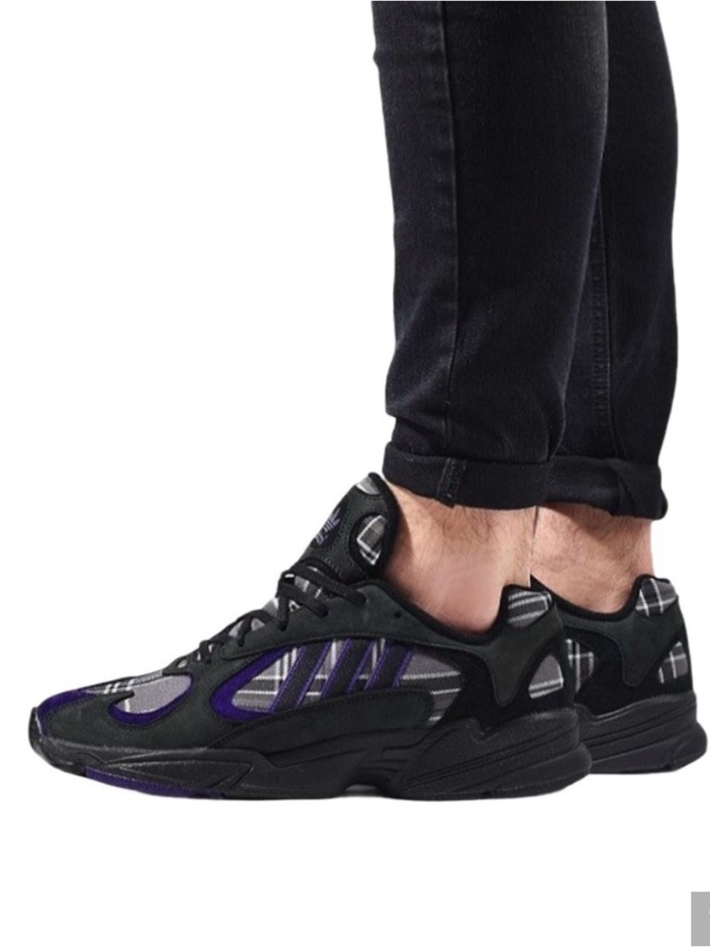 Adidas Yung 1 Purple Plaid Sneakers Size 6‎ Wmn